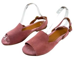 Les Italiennes Made In Italy Pink Suede Slingback Sandals Size‎ 39 (US 9)